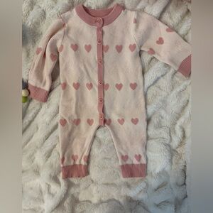 Pink Heart Patterned Kids One Piece